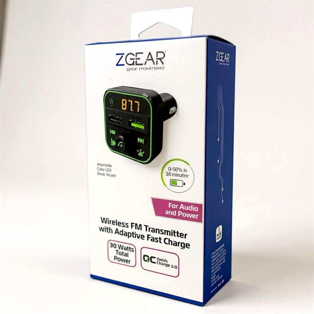 ZGear Wireless FM Transmitter with‎ Adaptive Fast Charge 30 Watts Total Power